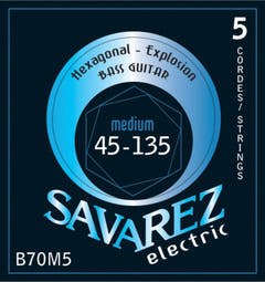 Savarez corde per basso elettrico Hexagonal Explosion - 5 corde Medium-Light (B70M5)