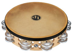 Tamburello Latin Percussion Pro 10 in doppia fila con pelle - 10" ottone/bronzo (LP384-BB)