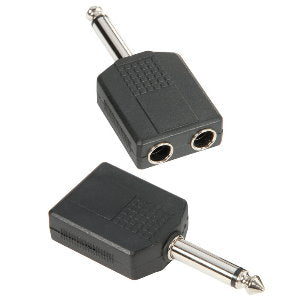 Adattatore Audio 2 x Jack Mono 6.3 mm Femmina a Jack Mono 6.3 mm