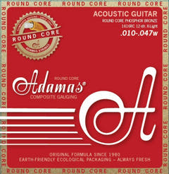 Adamas Corde per Chitarre acustiche Riedizione storica in bronzo fosforoso ad anima tonda - 12 corde. Light .010-.047 (1616RC)