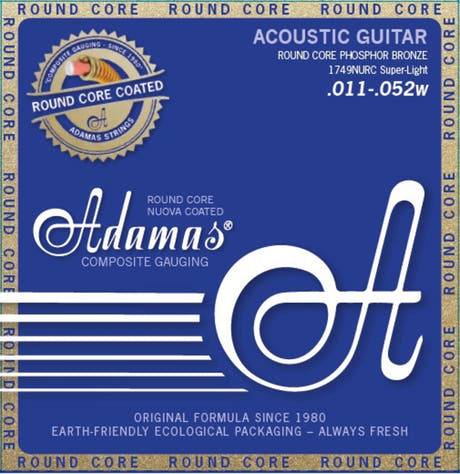 Adamas Strings for Acoustic Guitar Nuova Phosphor Bronze coated round core - Super Light .011-.052 (1749NURC)
