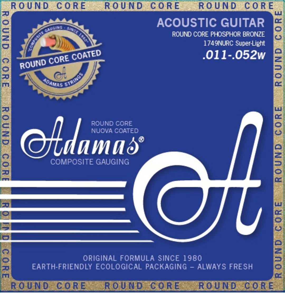 Corde Adamas per Chitarre acustica Nuova Phosphor Bronze rivestite con anima tonda - Super Light .011-.052 (1749NURC)