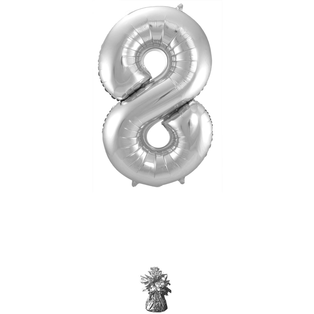 Palloncino a Forma di Numero 8 (Argento, 86 cm)
