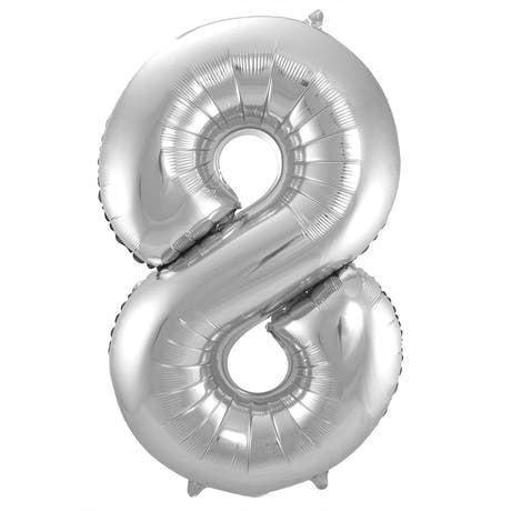 Palloncino a Forma di Numero 8 (Argento, 86 cm)