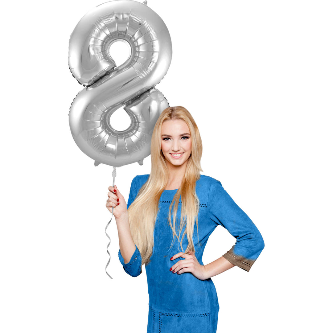 Palloncino a Forma di Numero 8 (Argento, 86 cm)