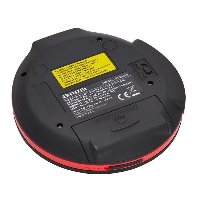 AIWA PCP-850 Bærbar CD-afspiller – MP3 & Anti-Shock, rød