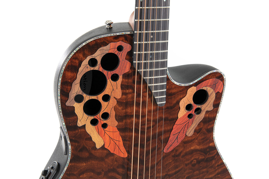 Ovation E-Acoustic chitarre Celebrity Elite Plus Mid Cutaway - Dark Tiger Eye (CE44P-TGE-G)