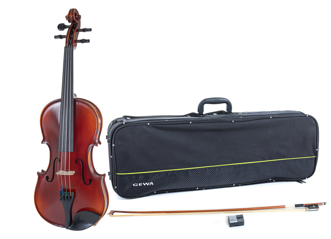 GEWA Violin Ideale - 4/4 per mancini (Pronto per suonare, incl. custodia per violino, archetto in Massaranduba, corde Larsen Aurora, protetto per il trasporto)