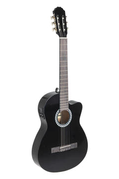 VGS BasicPlus chitarra classica elettroacustica, nera, Slim Body
