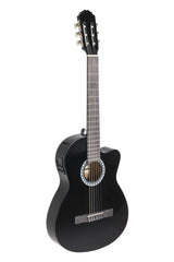 VGS BasicPlus chitarra classica elettroacustica, nera, Slim Body