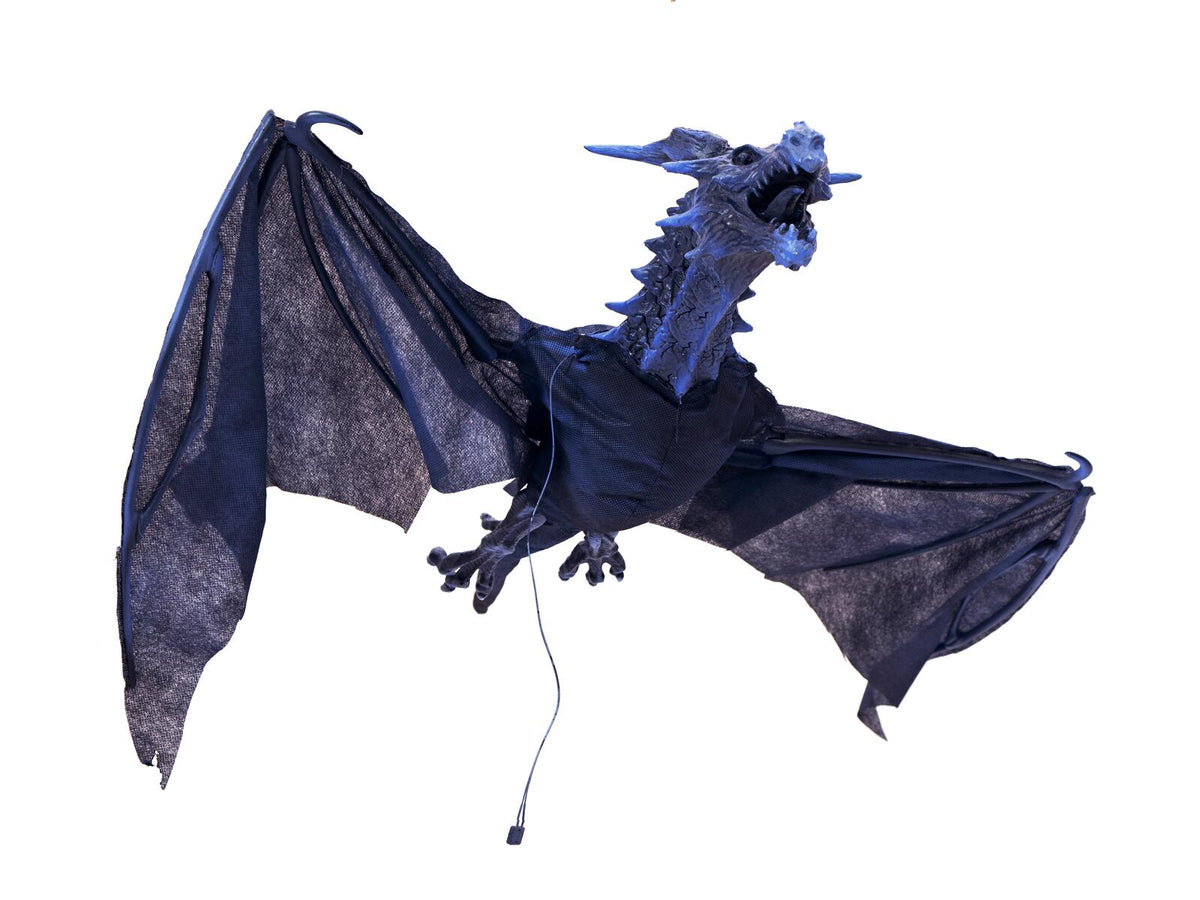 Drago volante di Halloween, animato, blu, 125 cm