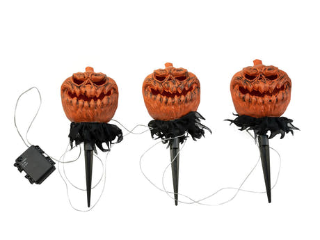 Halloween-græskar med jordspyd, 3 stk., 39 cm