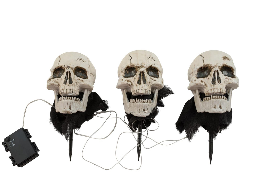 Teschi di Halloween con picchetti da terra, 3 pezzi, 29 cm