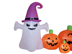 Halloween oppustelig figur spøgelse med græskar, 128 cm