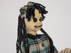 Figura di Halloween ragazza su pony, animata, 90 cm