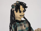 Figura di Halloween ragazza su pony, animata, 90 cm