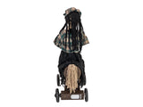 Figura di Halloween ragazza su pony, animata, 90 cm
