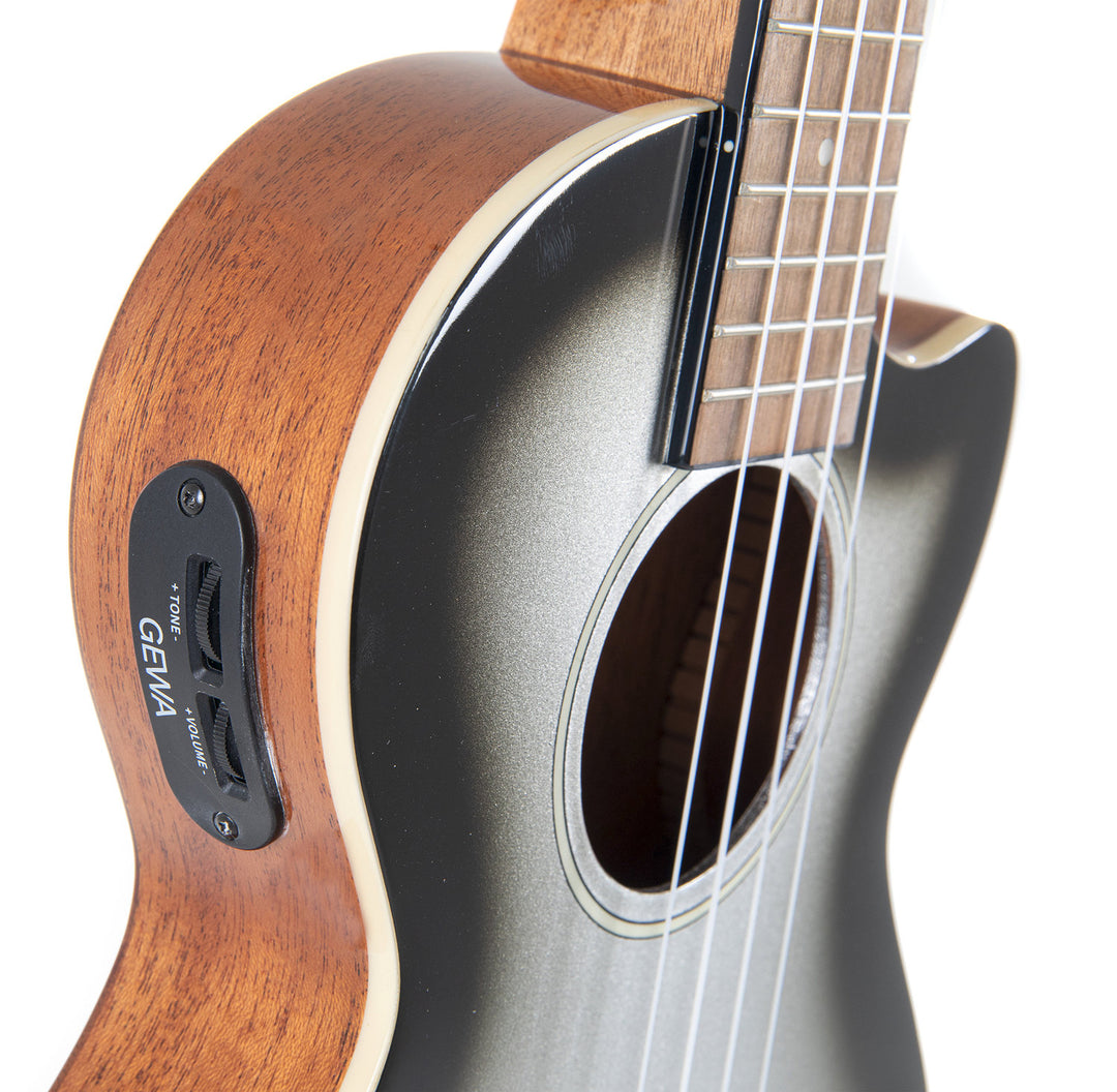 GEWA Ukulele E-Acoustic Tenor Manoa Roadie - E-A Tenor (Silver Shadow)