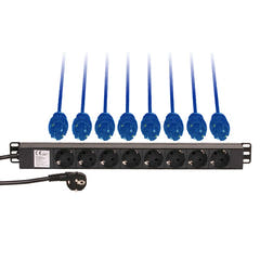 Adam Hall 1U Rack Distributore di Corrente (Schuko)
