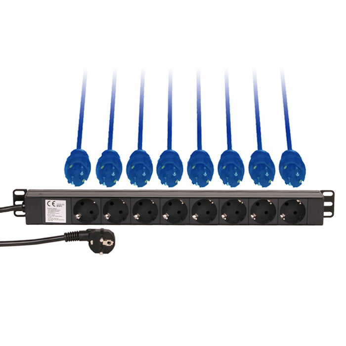 Adam Hall 1U Rack Distributore di Corrente (Schuko)
