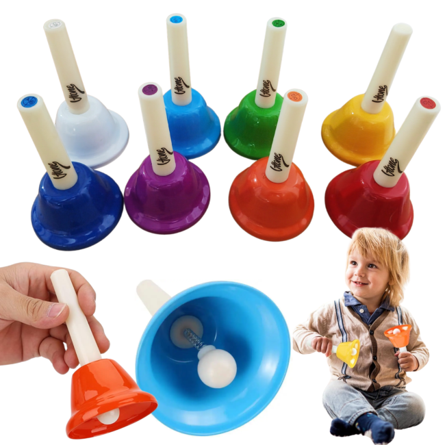 V-Tone campane a mano RR8 – 8 campane diatoniche colorate con manico per bambini