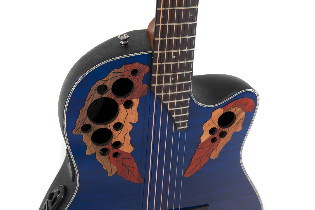 Ovation E-Acoustic chitarre Celebrity Elite Plus Mid Cutaway - Blue Transparent Quilt (CE44P-8TQ-G)