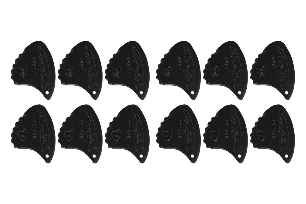 Shark Fin Relief plettri, 1,15 mm extra duri, neri, 12 pezzi