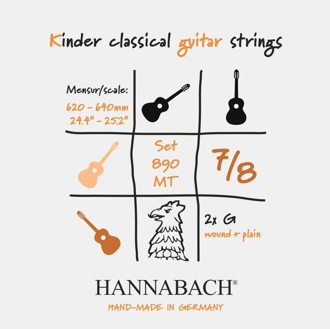 Hannabach Strings for classic guitar Serie 890 7/8 guitar for children Duel: 62-64 cm - Set di 2 corde G (890MT 7/8)