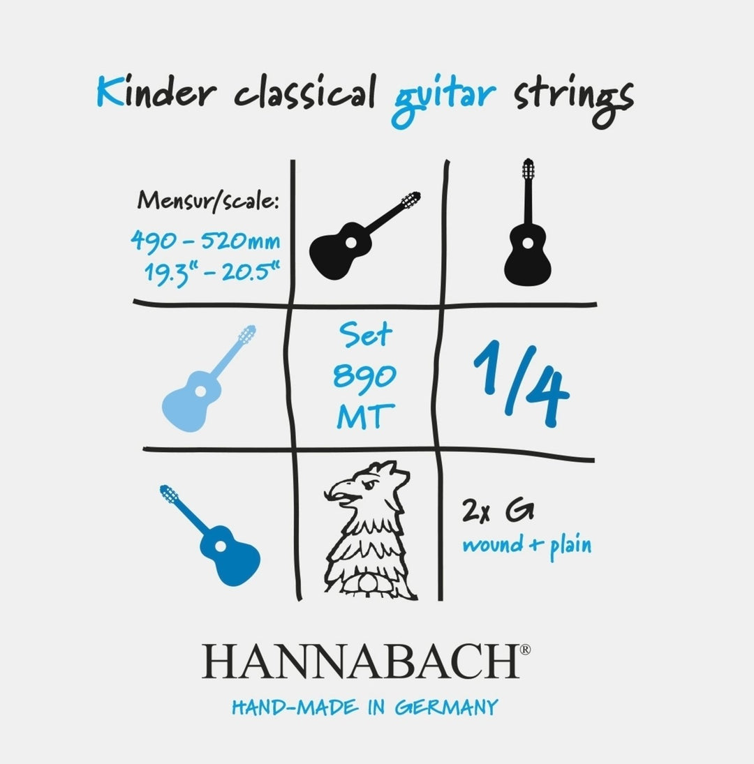 Hannabach Strings for classic guitar Serie 890 1/4 guitar for children Duel: 49-52 cm - Set di 2 corde G (890MT 1/4)