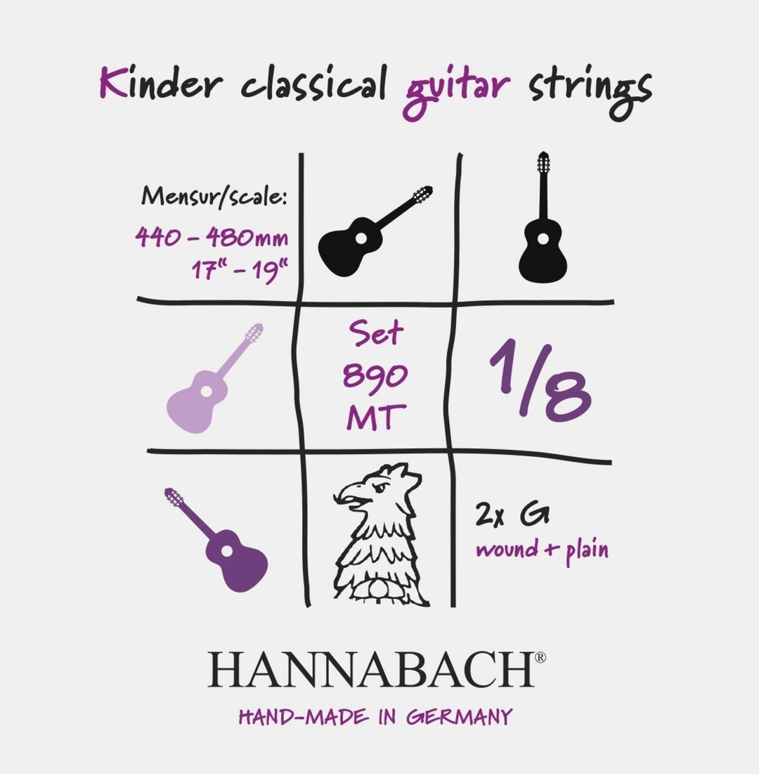 Hannabach Strings for classic guitar Serie 890 1/8 guitar for children Duel: 44-48 cm - Set di 2 corde G (890MT 1/8)