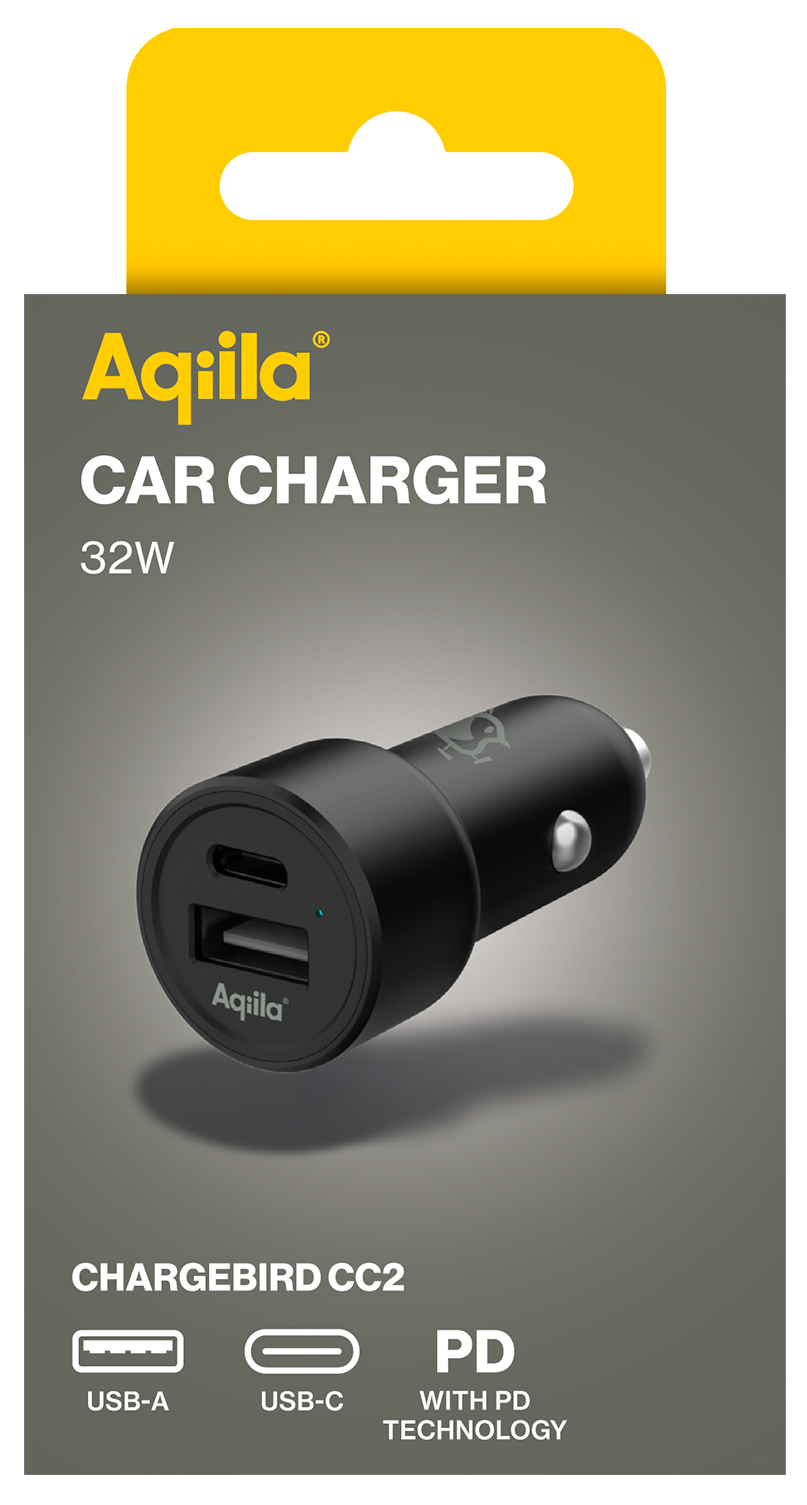 Aqiila Chargebird CC2 USB-C/USB-A Carcharger