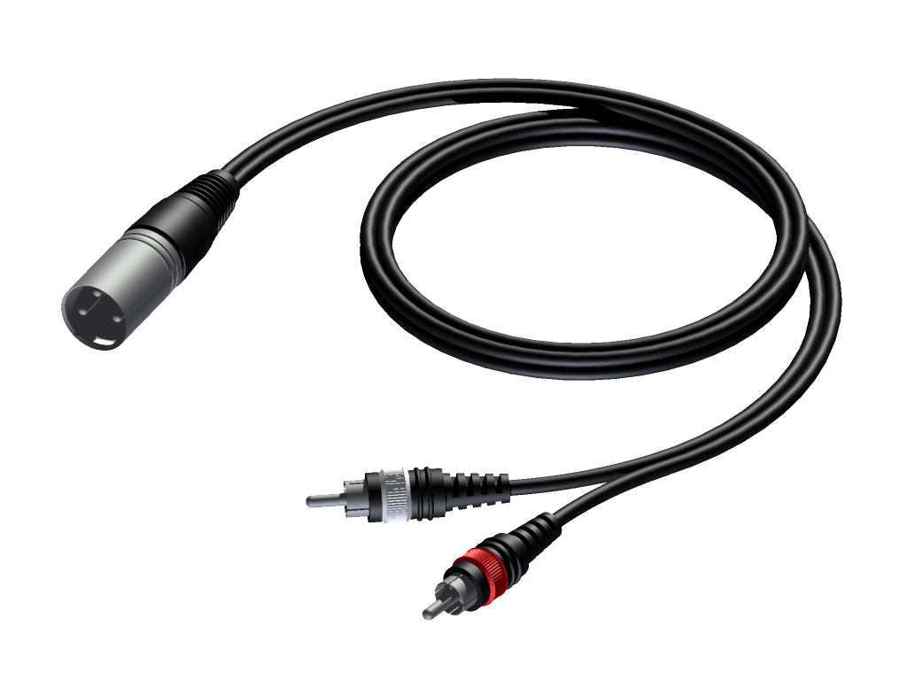 ProCab signalkabel XLR han > 2 x RCA - 3 m