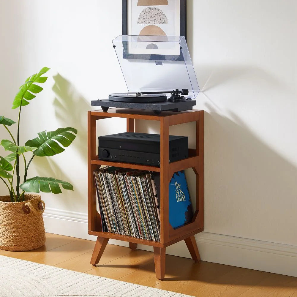 Crosley Asheville Small tavolino per Giradischi con spazio per dischi in vinile – Walnut