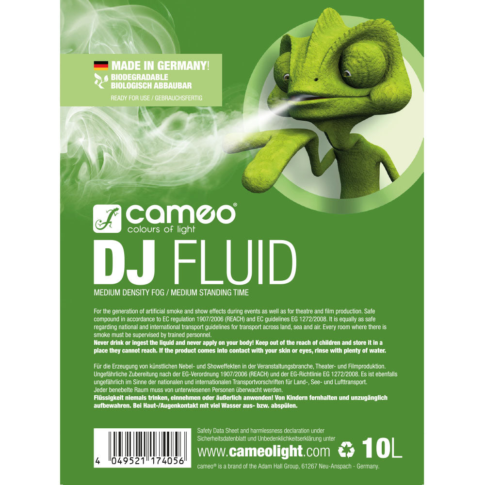 Cameo DJ FLUID 10 L - liquido per Macchina del Fumo con densità media e tempo di sospensione medium 10 L