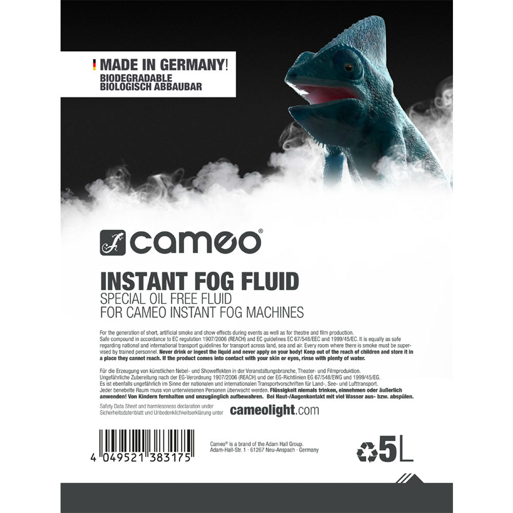 Cameo INSTANT TÅGEVÆSKE 5 L - liquido per nebbia senza olio per macchine del fumo Cameo INSTANT 5 L