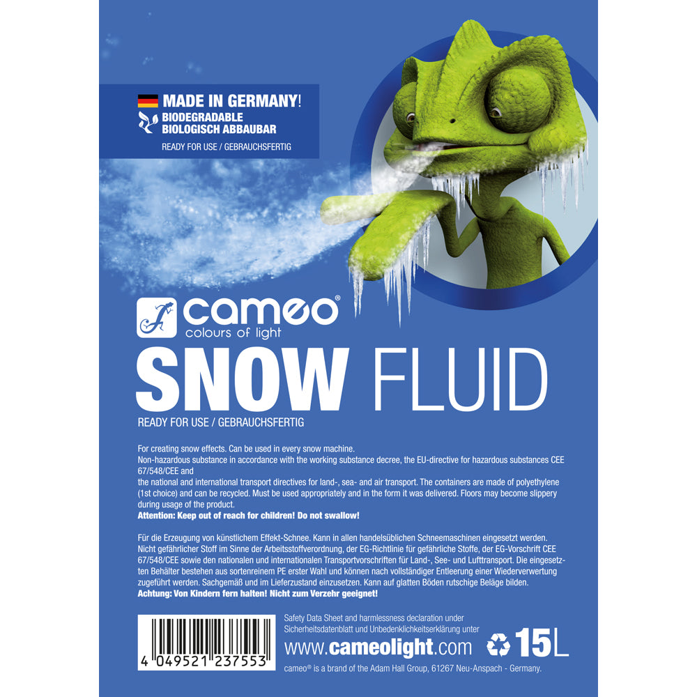 Cameo SNOW FLUID 15 L - Liquido speciale per macchine della neve per la produzione di schiuma 15 L