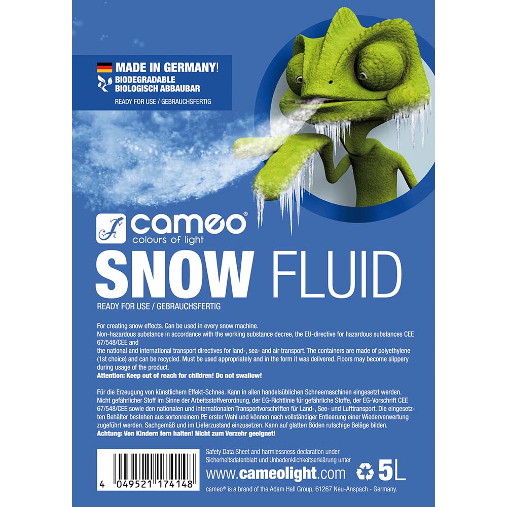 Cameo SNOW FLUID 5 L - liquido speciale per macchine della neve per la produzione di schiuma 5 L