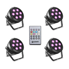 Cameo ROOT® PAR 4 SÆT 1 - Set incluse 4 x CLROOTPAR4 incl. telecomando IR (CLPFLAT1REMOTE)