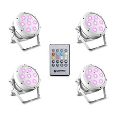 Cameo ROOT® PAR 4 WH SET 1 - set incl. 4 x CLROOTPAR4WH incl. telecomando IR (CLPFLAT1REMOTE)