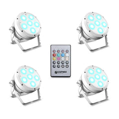 Cameo ROOT® PAR 6 WH SÆT 1 - Set che include 4 x CLROOTPAR6WH incl. telecomando IR (CLPFLAT1REMOTE)