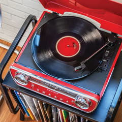Crosley Powel CR6047A Giradischi 7-in-1 con Bluetooth, CD e radio