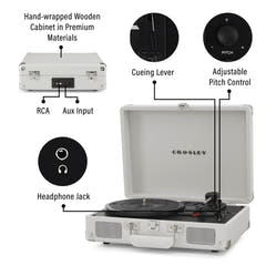 Crosley Cruiser Plus Giradischi Bluetooth bidirezionale (White Sand)