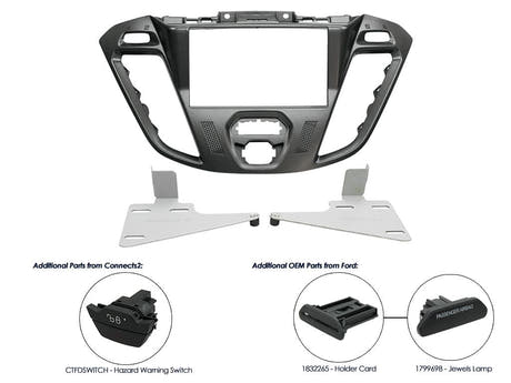 CT23FD39 Cornice 2-DIN per Ford Transit Custom 2012-