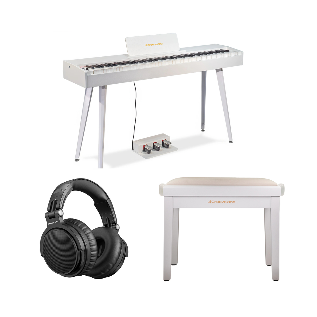Grooveland DDP-140 Pianoforte elettrico (Bianco) bundle