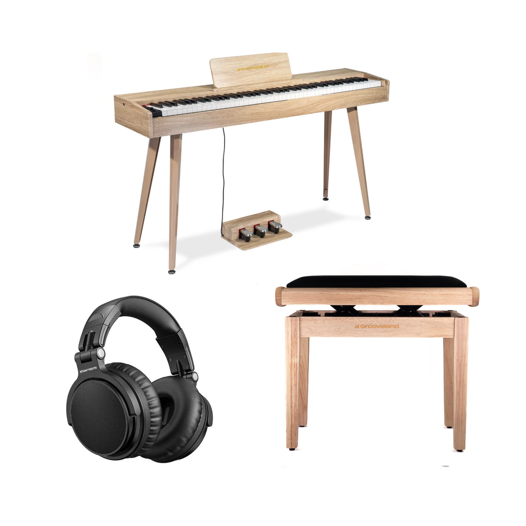 Grooveland DDP-140 Pianoforte elettrico (legno) Bundle