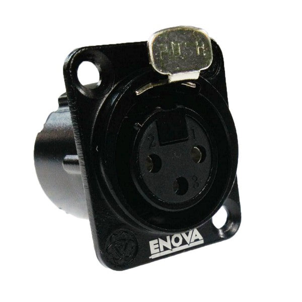 Enova connettore chassis XLR femmina 3-Pin a 3 poli, nero