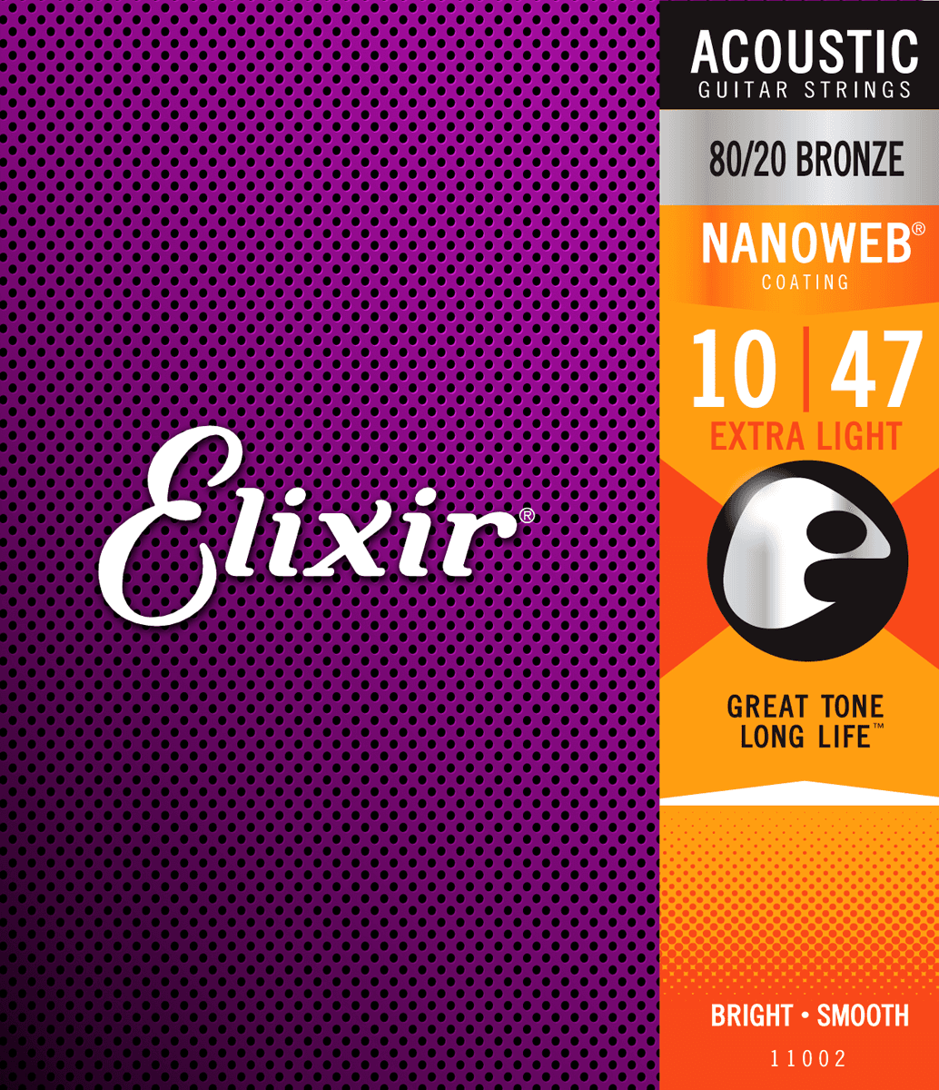 Elixir Nanoweb Bronze 80/20 Corde per Chitarra (Extra Light, 10-47)