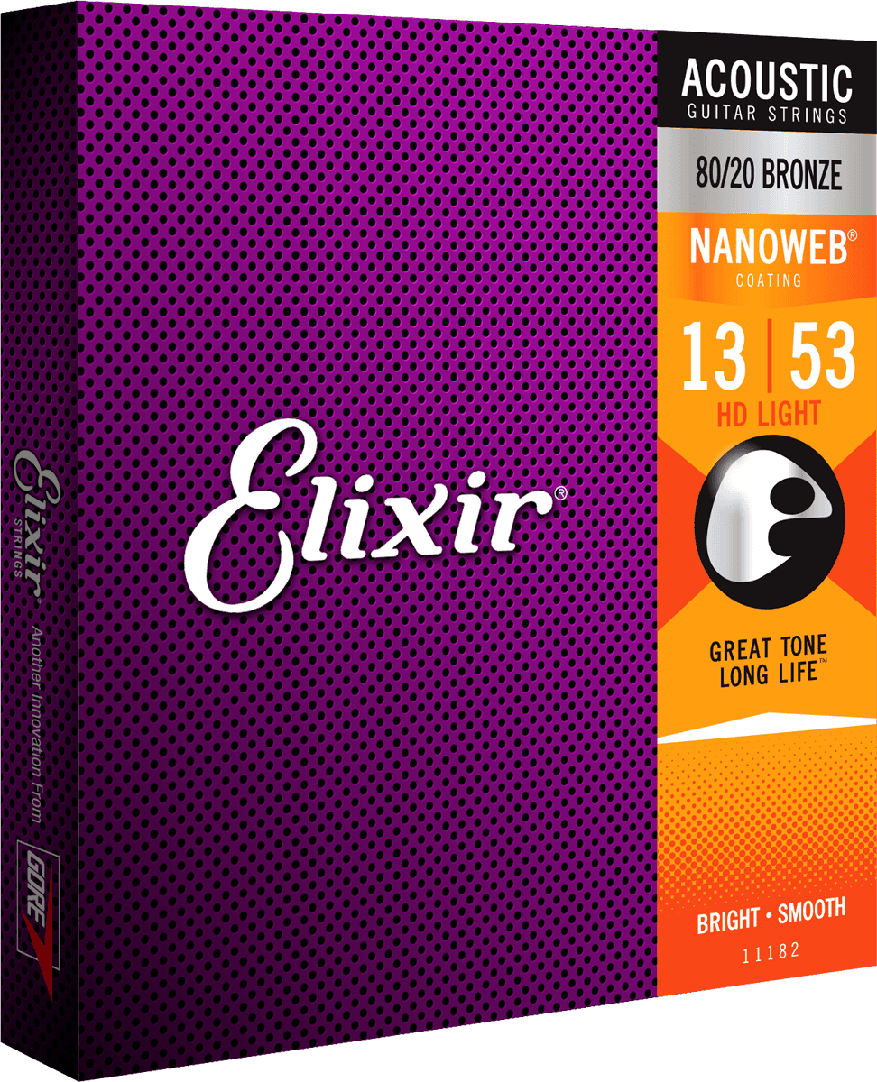 Elixir Nanoweb Bronze 80/20 Corde per Chitarra (HD Light, 13-53)