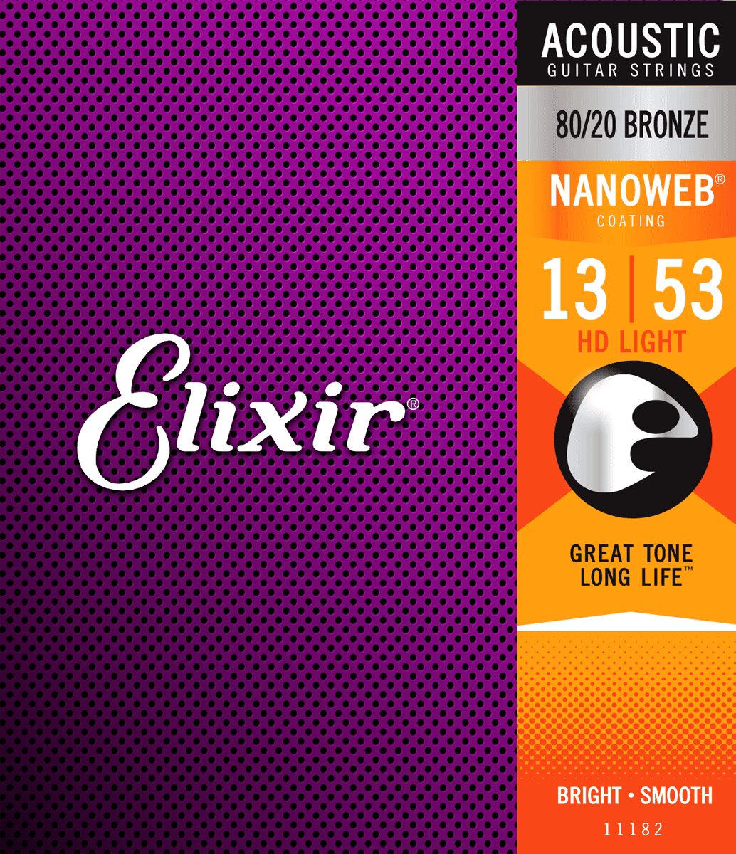 Elixir Nanoweb Bronze 80/20 Corde per Chitarra (HD Light, 13-53)