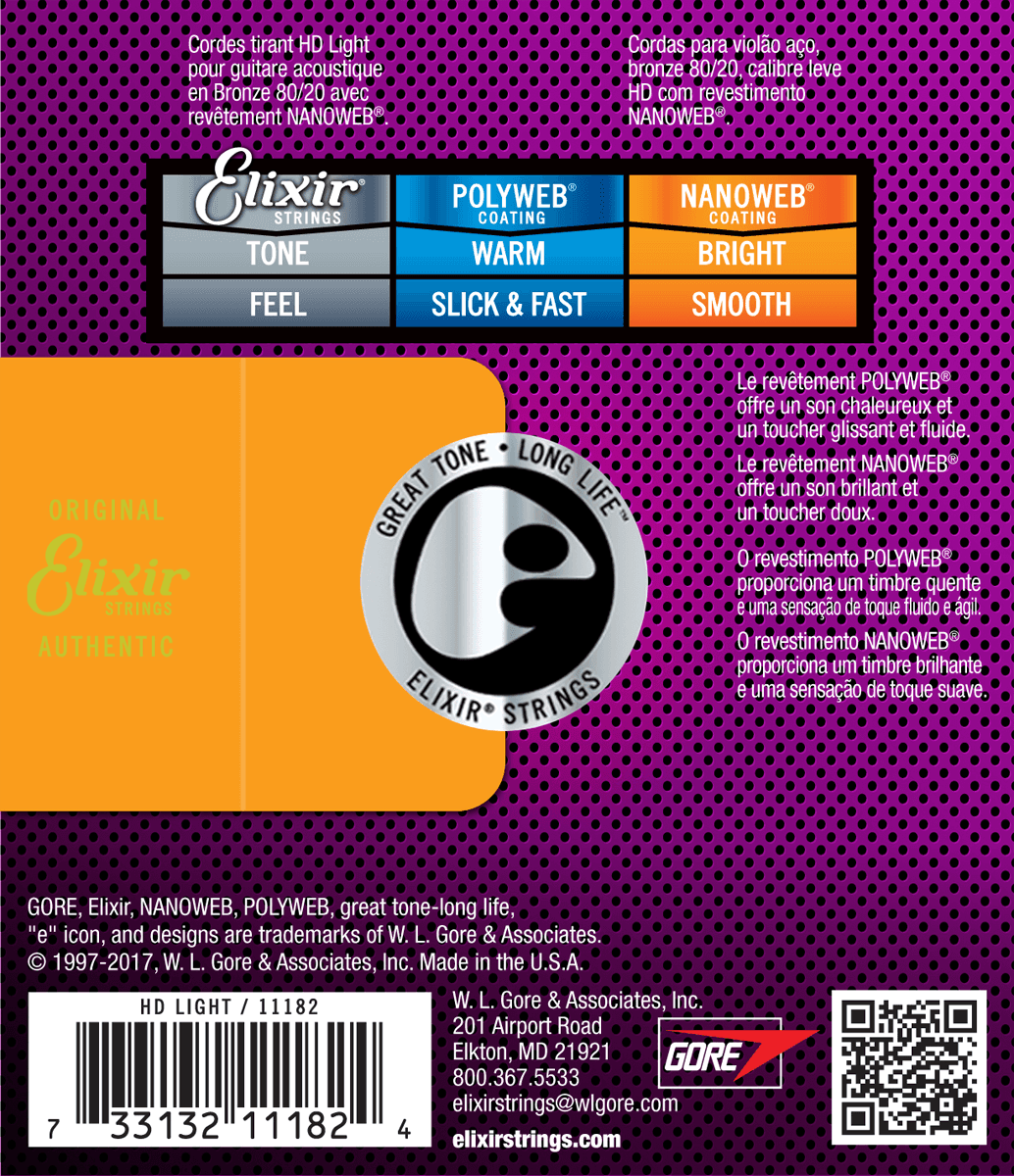 Elixir Nanoweb Bronze 80/20 Corde per Chitarra (HD Light, 13-53)